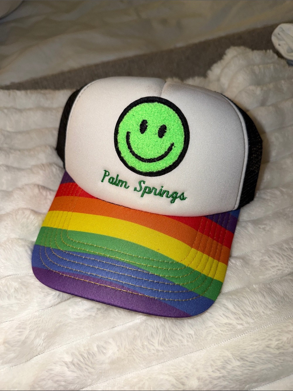 Palm Springs Rainbow Happy Face Hat